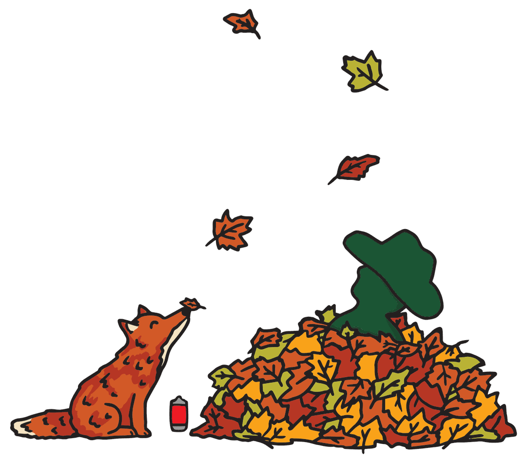A fox in the autumn orchard
