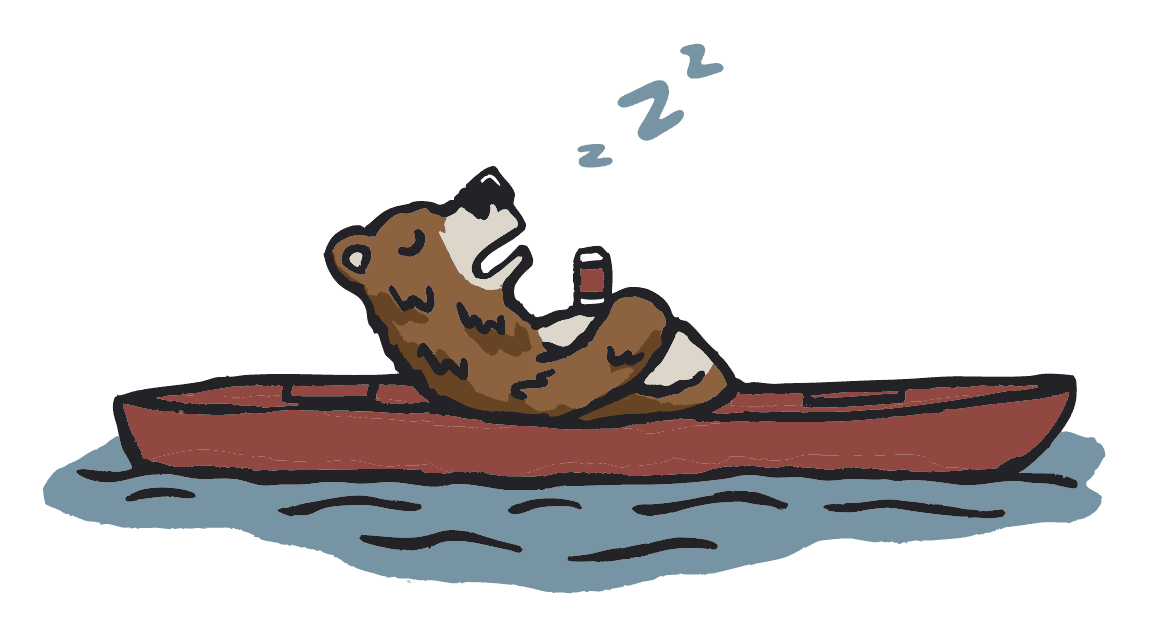 The sleeping bear catching some Z's in a canoe